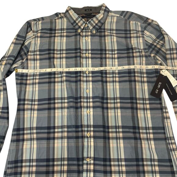 Tommy Hilfiger Plaid Button‑Down Shirt Slim Fit XXL • Fleet Blue • Fall Layering - Picture 4 of 13